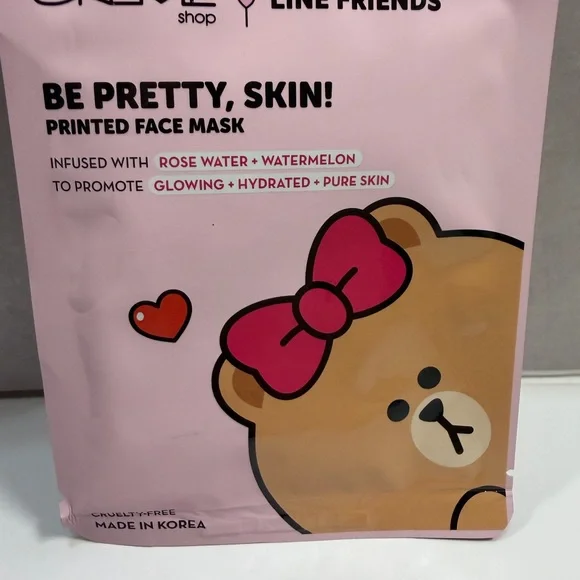 🩷5/$10 Creme shop Pink Printed Face Mask - Picture 3 of 5